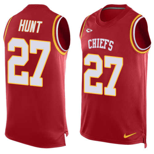 Nike Chiefs #27 Kareem Hunt Red Team Color Men's Stitched NFL Limited Tank Top Jersey - Click Image to Close